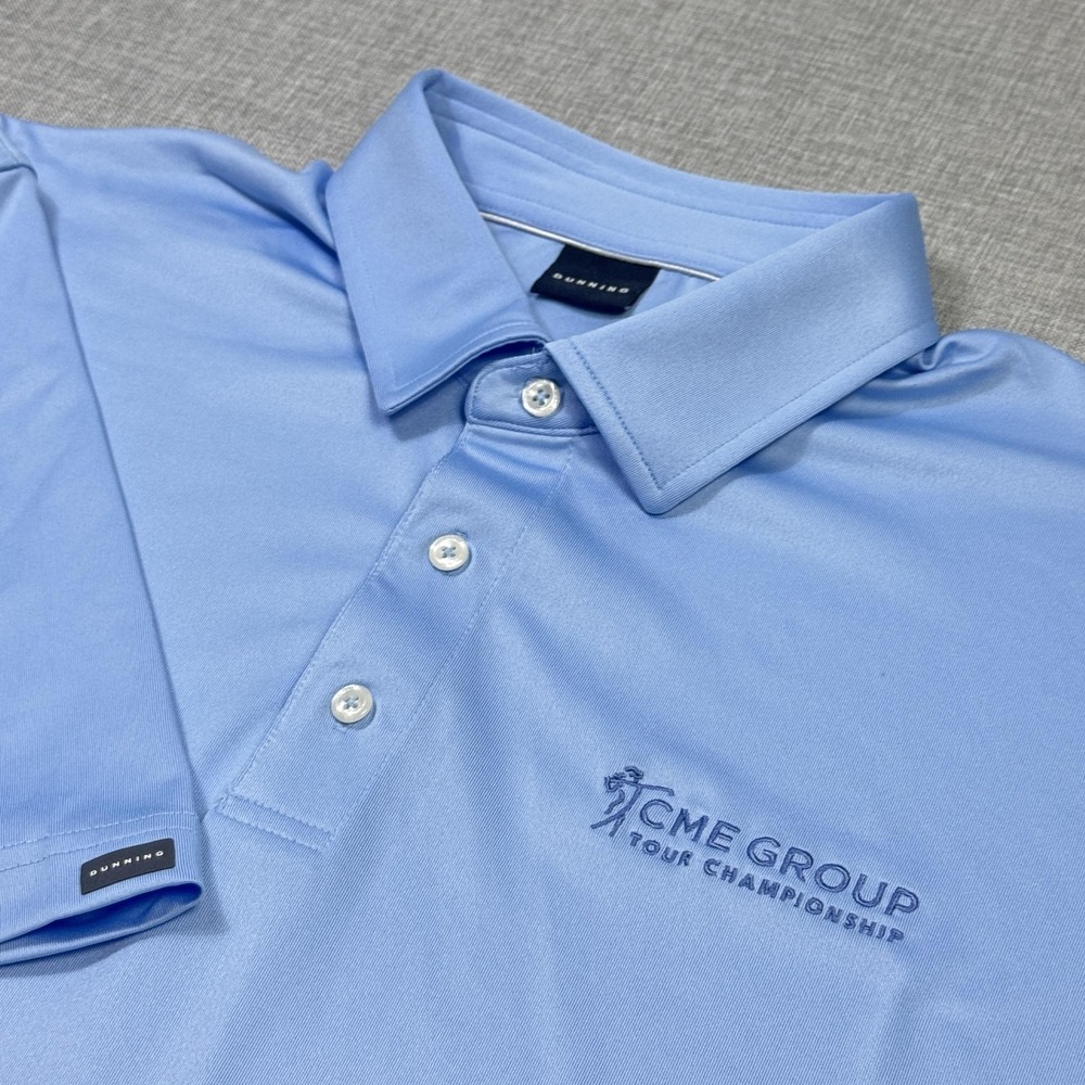 Dunning Polo Shirt Mens XL Blue Short Sleeve Golf Performance Embroidered